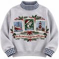 Fishing Boat Captain It's The Most Wonderful Time Of The Year HG AI Gingham Mock Neck Sweatshirt, Embroidered Christmas