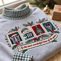 X-Ray Tech It's The Most Wonderful Time Of The Year HG AI Gingham Mock Neck Sweatshirt, Embroidered Christmas Stam