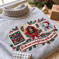 Firefighter It's The Most Wonderful Time Of The Year HG AI Gingham Mock Neck Sweatshirt, Embroidered Christmas Stam