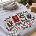 Barber It's The Most Wonderful Time Of The Year HG AI Gingham Mock Neck Sweatshirt, Embroidered Christmas Stam