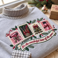 Hairstylist It's The Most Wonderful Time Of The Year HG AI Gingham Mock Neck Sweatshirt, Embroidered Christmas Stam