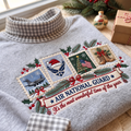 Air National Guard It's The Most Wonderful Time Of The Year HG AI Gingham Mock Neck Sweatshirt, Embroidered Christmas