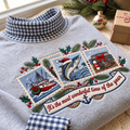 Commercial Fisherman It's The Most Wonderful Time Of The Year HG AI Gingham Mock Neck Sweatshirt, Embroidered Christmas