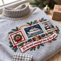 Ship Captain It's The Most Wonderful Time Of The Year HG AI Gingham Mock Neck Sweatshirt, Embroidered Christmas Stam