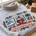 Cruise Ship Worker It's The Most Wonderful Time Of The Year HG AI Gingham Mock Neck Sweatshirt, Embroidered Christmas