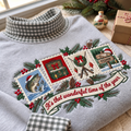 Fisherman It's The Most Wonderful Time Of The Year HG AI Gingham Mock Neck Sweatshirt, Embroidered Christmas Stam