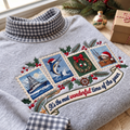 Deep Sea Fisherman It's The Most Wonderful Time Of The Year HG AI Gingham Mock Neck Sweatshirt, Embroidered Christmas