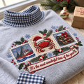 Crab Fisherman It's The Most Wonderful Time Of The Year HG AI Gingham Mock Neck Sweatshirt, Embroidered Christmas Stam