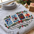 Charter Boat Captain It's The Most Wonderful Time Of The Year HG AI Gingham Mock Neck Sweatshirt, Embroidered Christmas