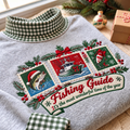 Fishing Guide It's The Most Wonderful Time Of The Year HG AI Gingham Mock Neck Sweatshirt, Embroidered Christmas Stam