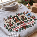 Hunting It's The Most Wonderful Time Of The Year HG AI Gingham Mock Neck Sweatshirt, Embroidered Christmas Stam