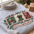 Gardening It's The Most Wonderful Time Of The Year HG AI Gingham Mock Neck Sweatshirt, Embroidered Christmas Stam