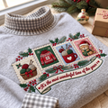 Knitting It's The Most Wonderful Time Of The Year HG AI Gingham Mock Neck Sweatshirt, Embroidered Christmas Stam