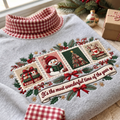 Book Lover It's The Most Wonderful Time Of The Year HG AI Gingham Mock Neck Sweatshirt, Embroidered Christmas Stam