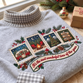 Camping It's The Most Wonderful Time Of The Year HG AI Gingham Mock Neck Sweatshirt, Embroidered Christmas Stam