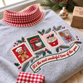 Cooking It's The Most Wonderful Time Of The Year HG AI Gingham Mock Neck Sweatshirt, Embroidered Christmas Stam