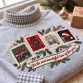 Photography It's The Most Wonderful Time Of The Year HG AI Gingham Mock Neck Sweatshirt, Embroidered Christmas Stam