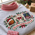 Basketball It's The Most Wonderful Time Of The Year HG AI Gingham Mock Neck Sweatshirt, Embroidered Christmas Stam