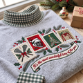 Lacrosse It's The Most Wonderful Time Of The Year HG AI Gingham Mock Neck Sweatshirt, Embroidered Christmas Stam