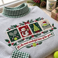Tennis It's The Most Wonderful Time Of The Year HG AI Gingham Mock Neck Sweatshirt, Embroidered Christmas Stam