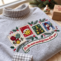 Pickleball It's The Most Wonderful Time Of The Year HG AI Gingham Mock Neck Sweatshirt, Embroidered Christmas Stam