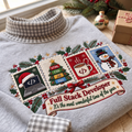 Full Stack Developer It's The Most Wonderful Time Of The Year HG AI Gingham Mock Neck Sweatshirt, Embroidered Christmas