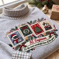 AI Engineer It's The Most Wonderful Time Of The Year HG AI Gingham Mock Neck Sweatshirt, Embroidered Christmas Stam