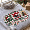 DJ It's The Most Wonderful Time Of The Year HG AI Gingham Mock Neck Sweatshirt, Embroidered Christmas Stam