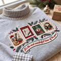 Songwriter It's The Most Wonderful Time Of The Year HG AI Gingham Mock Neck Sweatshirt, Embroidered Christmas Stam