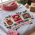 Country Singer It's The Most Wonderful Time Of The Year HG AI Gingham Mock Neck Sweatshirt, Embroidered Christmas Stam
