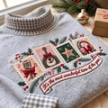 Pop Singer It's The Most Wonderful Time Of The Year HG AI Gingham Mock Neck Sweatshirt, Embroidered Christmas Stam