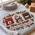 Drummer It's The Most Wonderful Time Of The Year HG AI Gingham Mock Neck Sweatshirt, Embroidered Christmas Stam