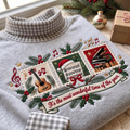 Music Composer It's The Most Wonderful Time Of The Year HG AI Gingham Mock Neck Sweatshirt, Embroidered Christmas Stam
