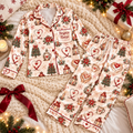 Hospice Nurse Christmas Satin Pajama Set, HG AI Christmas PJs Sets, Christmas Pajamas, Holiday Pajama Set, Family Long