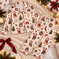 Veterinary Technician Christmas Satin Pajama Set, HG AI Christmas PJs Sets, Christmas Pajamas, Holiday Pajama Set