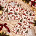 Firefighter Christmas Satin Pajama Set, HG AI Christmas PJs Sets, Christmas Pajamas, Holiday Pajama Set, Family Long
