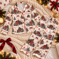 Trucker Christmas Satin Pajama Set, HG AI Christmas PJs Sets, Christmas Pajamas, Holiday Pajama Set, Family Long Sleeve