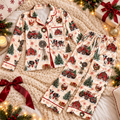 Farmer Christmas Satin Pajama Set, HG AI Christmas PJs Sets, Christmas Pajamas, Holiday Pajama Set, Family Long Sleeve