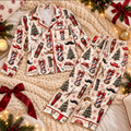 Barber Christmas Satin Pajama Set, HG AI Christmas PJs Sets, Christmas Pajamas, Holiday Pajama Set, Family Long Sleeve