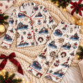 Merchant Marine Christmas Satin Pajama Set, HG AI Christmas PJs Sets, Christmas Pajamas, Holiday Pajama Set, Family Long