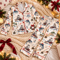 Fishing Boat Captain Christmas Satin Pajama Set, HG AI Christmas PJs Sets, Christmas Pajamas, Holiday Pajama Set, Family