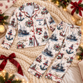 Deckhand Christmas Satin Pajama Set, HG AI Christmas PJs Sets, Christmas Pajamas, Holiday Pajama Set, Family Long Sleeve
