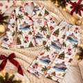 Cruise Ship Worker Christmas Satin Pajama Set, HG AI Christmas PJs Sets, Christmas Pajamas, Holiday Pajama Set, Family