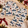 Submarine Crew Christmas Satin Pajama Set, HG AI Christmas PJs Sets, Christmas Pajamas, Holiday Pajama Set, Family Long