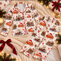Crab Fisherman Christmas Satin Pajama Set, HG AI Christmas PJs Sets, Christmas Pajamas, Holiday Pajama Set, Family Long