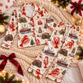 Lobster Fisherman Christmas Satin Pajama Set, HG AI Christmas PJs Sets, Christmas Pajamas, Holiday Pajama Set, Family