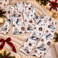 Charter Boat Captain Christmas Satin Pajama Set, HG AI Christmas PJs Sets, Christmas Pajamas, Holiday Pajama Set, Family