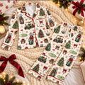 Golf Christmas Satin Pajama Set, HG AI Christmas PJs Sets, Christmas Pajamas, Holiday Pajama Set, Family Long Sleeve