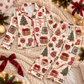 Crocheting Christmas Satin Pajama Set, HG AI Christmas PJs Sets, Christmas Pajamas, Holiday Pajama Set, Family Long