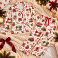 Sewing Christmas Satin Pajama Set, HG AI Christmas PJs Sets, Christmas Pajamas, Holiday Pajama Set, Family Long Sleeve